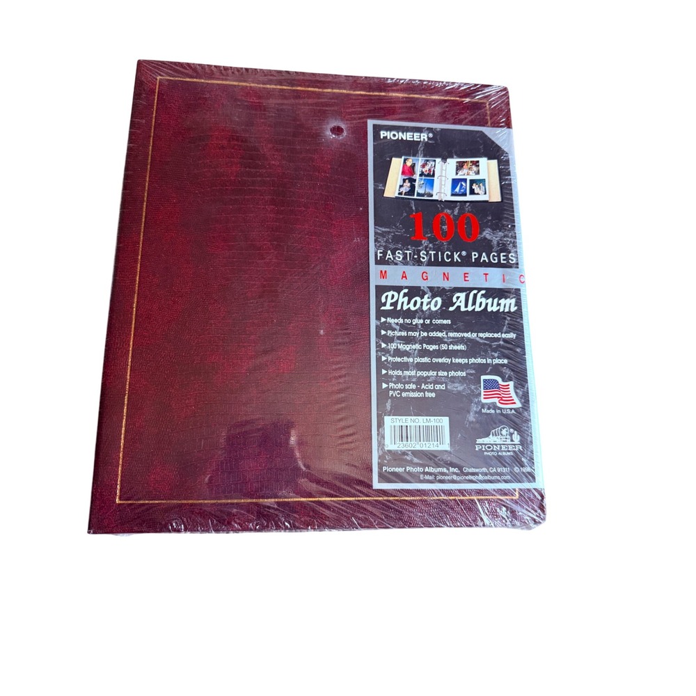Pioneer Magnetic Photo Album 100 Fast Stick Pages Burgundy LM-100 New Sealed